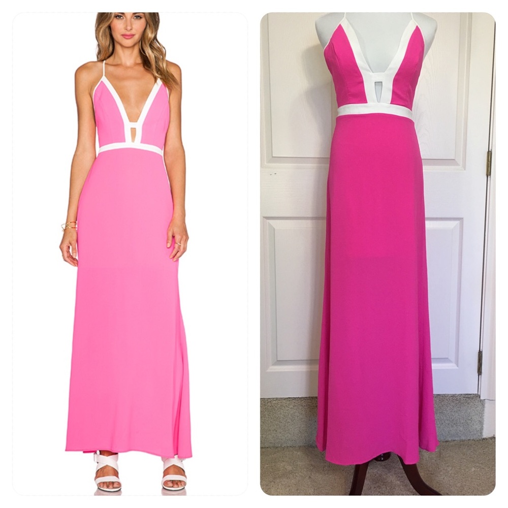 X Naven Twins Everytime Maxi Dress in Neon Pink